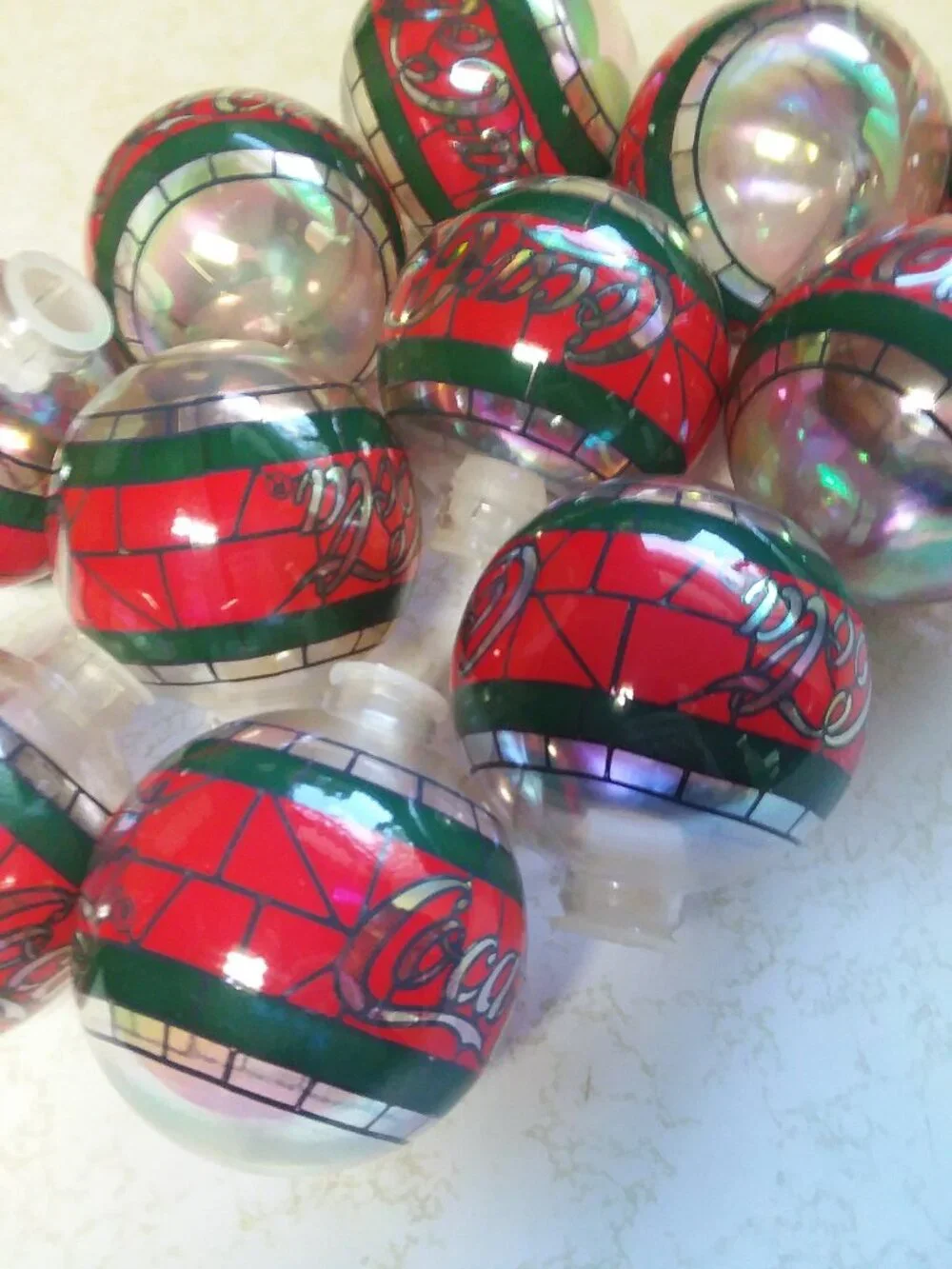 Vnt 1997 Coca-Cola Cavanagh's Stained Glass Christmas Light Covers Lot of 11